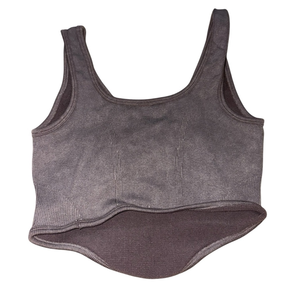 Gray Ribbed Form Fitting Tank Top - Picture 2 of 3